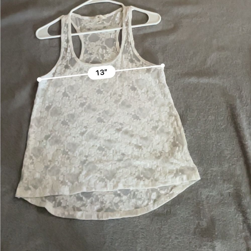 Iris Basic white floral lace tank top size medium sleeveless cami camisole comfy - Picture 6 of 10